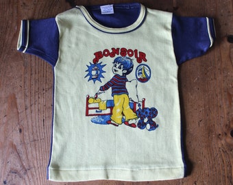 Vintage 80's printed cotton tee - New old stock - Size 18 months