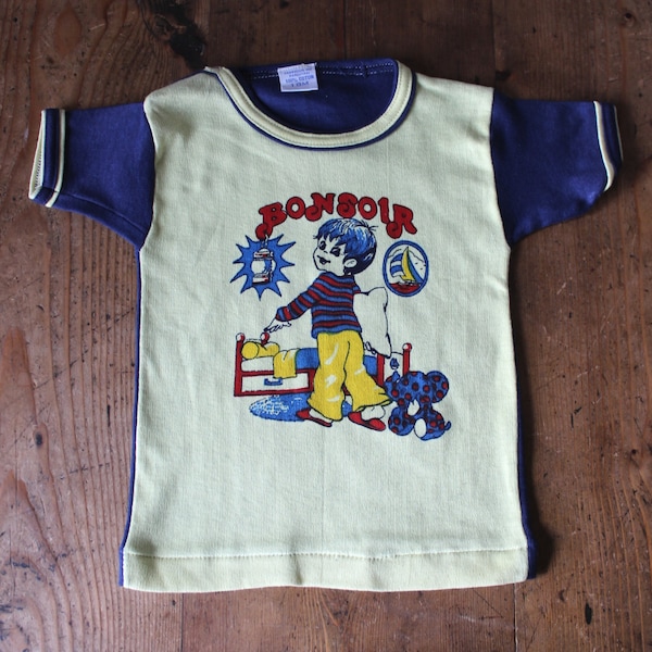 Vintage 80's printed cotton tee - New old stock - Size 18 months