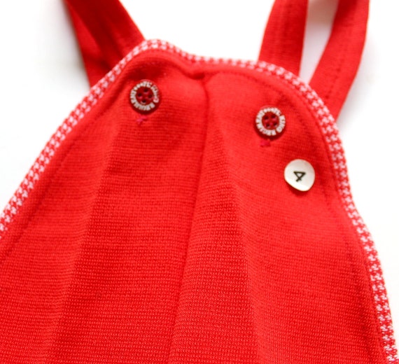 VINTAGE 70's bright red and gingham jersey jumpsu… - image 3