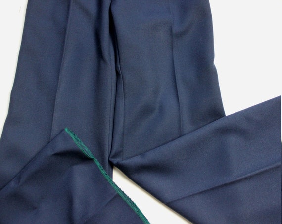 Vintage 70's navy blue flared Tergal pants - Fren… - image 3