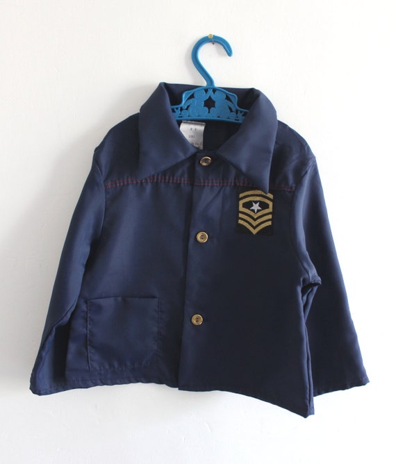 Vintage 70's navy blue nylon jacket with patch - … - image 1