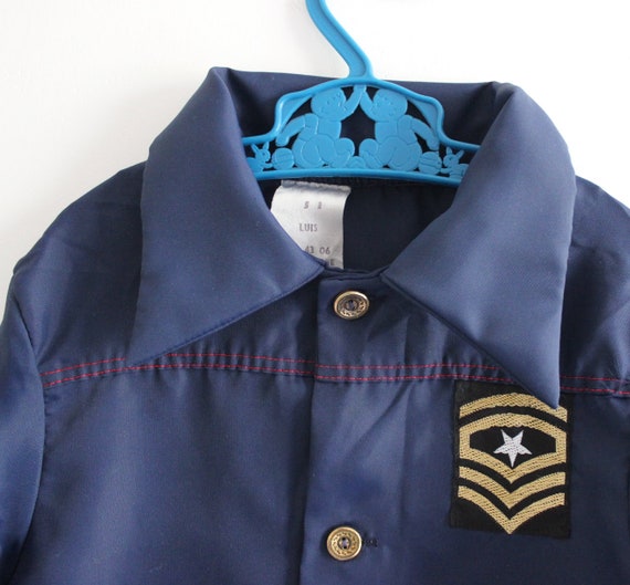 Vintage 70's navy blue nylon jacket with patch - … - image 2