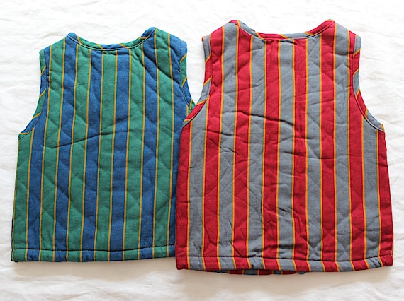 French vintage 1980s striped padded jacket - Burg… - image 9