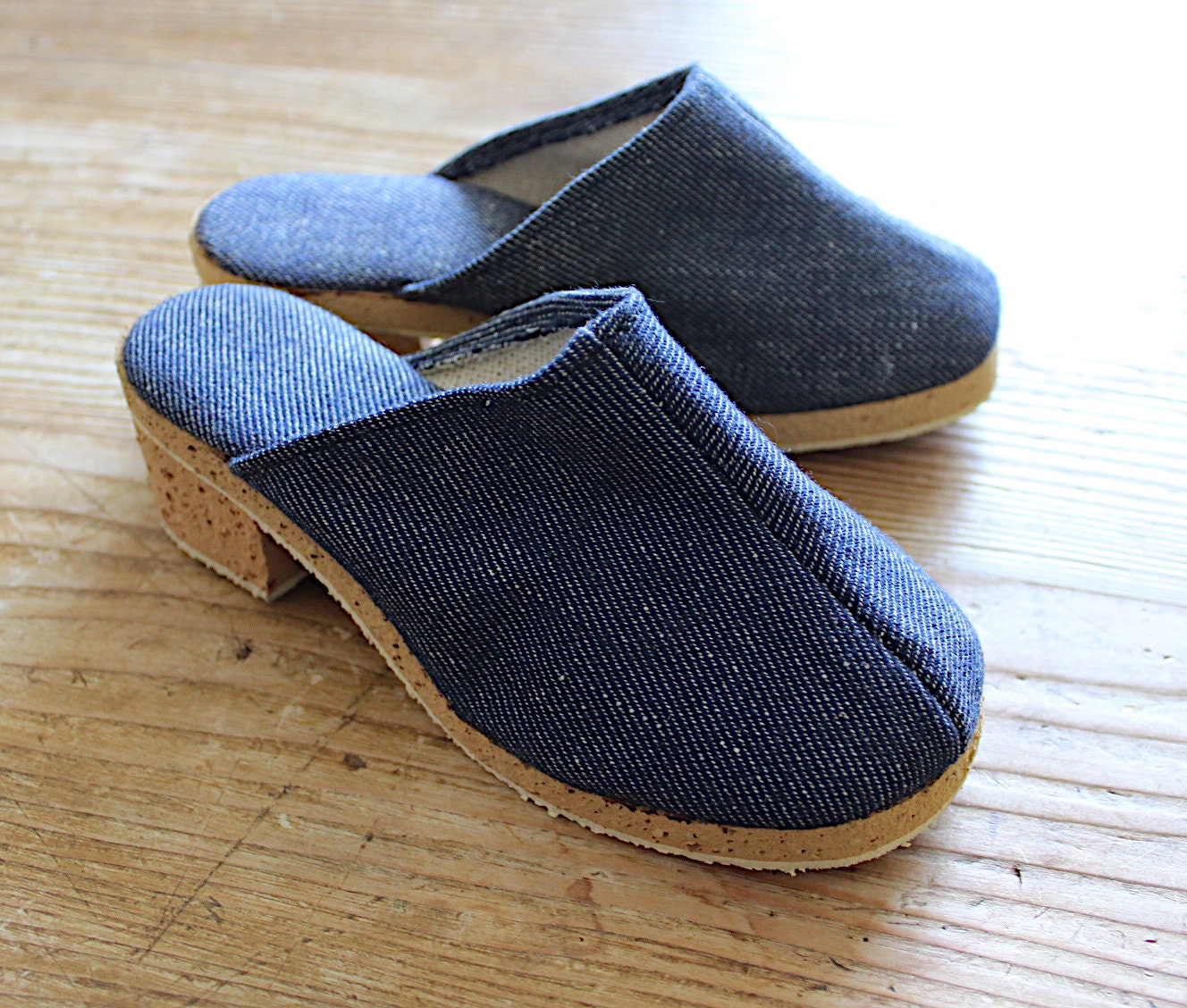 French Vintage 60/70's Summer Denim Clogs - New Old Stock French Vintage 60/70's Summer Denim Clogs - New Old Stock