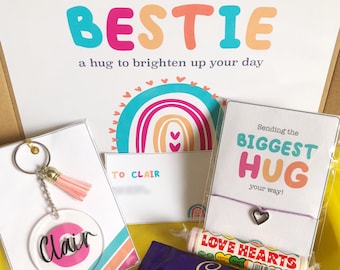 Regalo personalizado para tu mejor amiga / Regalo para buzón / Anímate / Que te mejores pronto / Te echo de menos / Mejores amigas / Abrazo en una caja / Regalo arcoíris