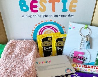 Regalo personalizado para mejor amiga/buzón/ánimo/mejórate pronto/te extraño/mejores amigas/abrazo en una caja/regalo de calcetines cómodos