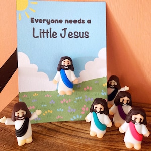 Mini Jesus with sash | Everyone Needs a Little Jesus | Gift Figurine | Religious Church Gift | Baptism Dedication Prayer Jesus Easter Gift