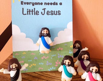 Mini Jesus with sash | Everyone Needs a Little Jesus | Gift Figurine | Religious Church Gift | Baptism Dedication Prayer Jesus Easter Gift