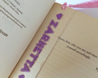 Marcapáginas acrílico personalizado con borla, regalo para amantes de los libros