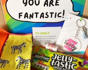 Regalo personalizado para desearle buena suerte en sus exámenes / Nuevo trabajo / Pensando en ti / Para él / Para ella / Abrazo en una caja / Regalo para exámenes GCSE y A Levels