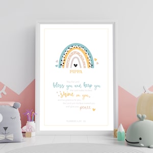 Bless you and keep you | Christening gift for her | Personalised print | Christian | Dedication gift for him |  Baptism A4 Numbers 6 24-26