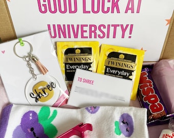 Buena suerte en la universidad / Caja de supervivencia universitaria / Regalo de supervivencia universitaria para él y para ella / Regalo de despedida / Regalo personalizado para estudiantes en buzón