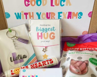 Personalised Good Luck with your Exams Letterbox Gift | Bestie Friend | thinking of you | You are awesome | hug in a box GCSE A Levels Test