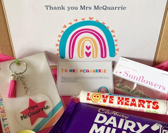 Personalised Best Teacher gift | Teaching Assistant | TA rainbow letterbox gift | End of term school leavers | thank you nursery present