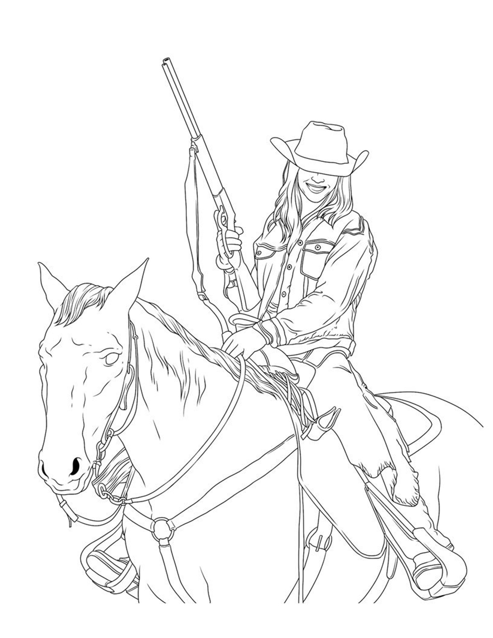 Coloring Book A Girl and Her Horse 20 Pages - Etsy