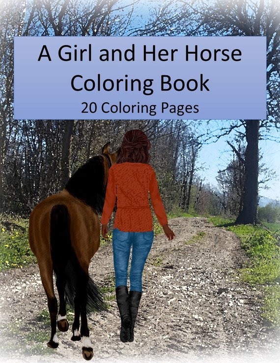 Coloring Book A Girl and Her Horse 20 Pages | Etsy