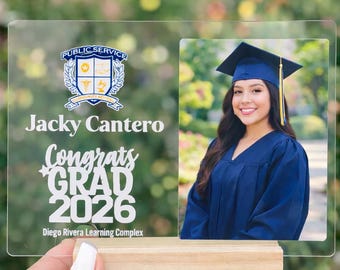Personalized Graduation Acrylic Plaque, Custom Photo Grad Gift, Senior Class Keepsake, Laser Printed or Decal Finish, Graduation Display