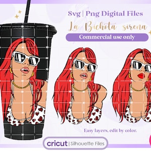 Karol G red hair SVG, La Bichota, Karol G, PNG File, Cricut, Digital Download Only, Bichota Superada, La Sirena