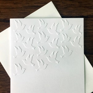 Cartes en relief troupeau d'oiseaux, oiseaux en relief, cartes de correspondance vierges, cartes oiseaux en vol, papeterie faite main, cartes de sympathie, cartes colombe