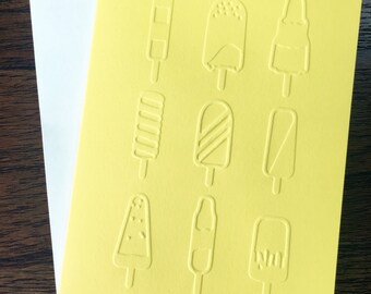 Cartes de popsicle en relief, cartes de correspondance vierges, cartes d'été faites à la main, cartes de crème glacée en relief, carte de crème glacée Popsicle, invitations à la fête de la crème glacée