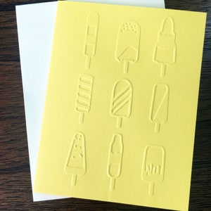 Cartes de popsicle en relief, cartes de correspondance vierges, cartes d'été faites à la main, cartes de crème glacée en relief, carte de crème glacée Popsicle, invitations à la fête de la crème glacée