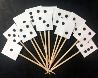 24 Dice Cupcake Toppers: Game Night, Bunco Party Picks, Casino Theme, Yahtzee, Appetizer picks