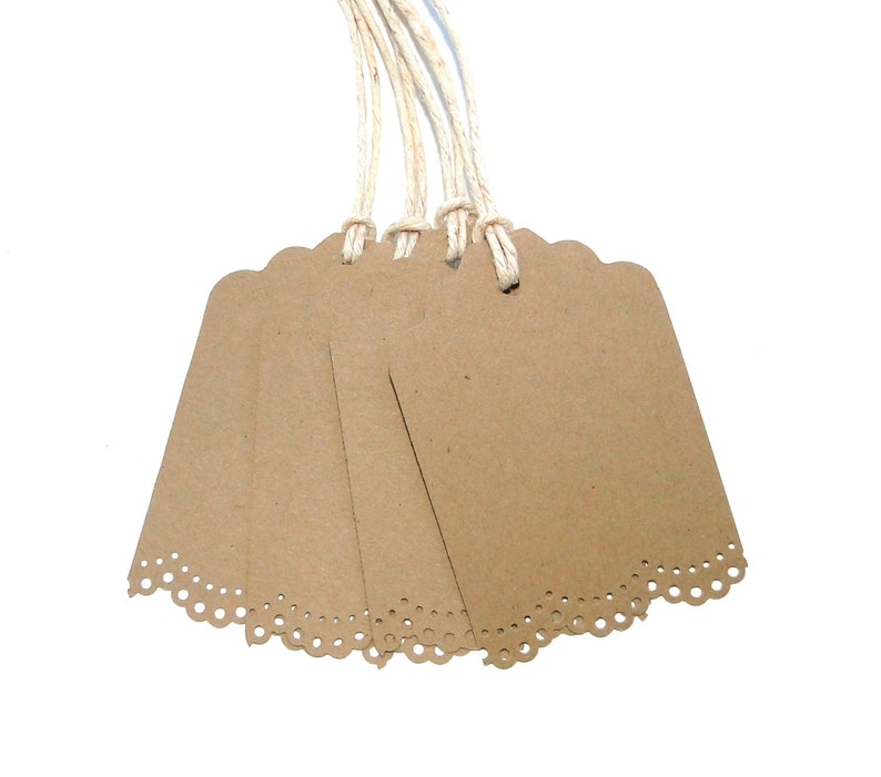 10 Doily Lace Border Gift Tags: Rustic Wedding, Vintage Lace, Party Favor, Baby Shower image 1