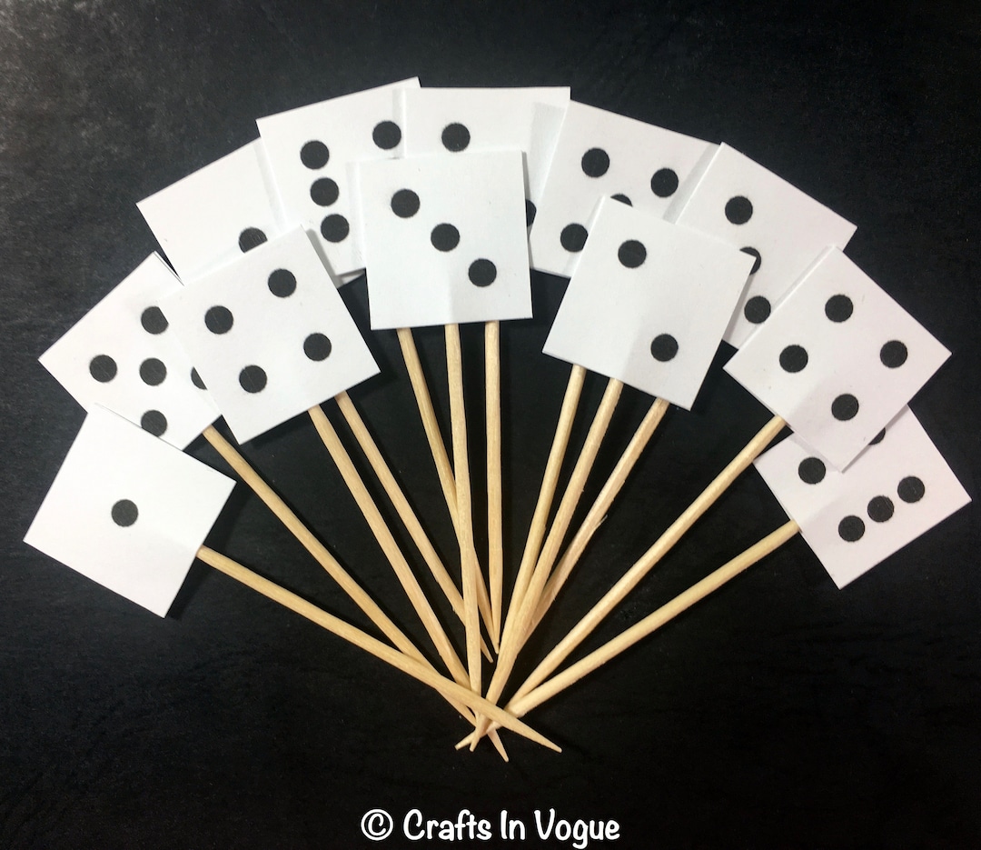 24 Dice Cupcake Toppers, Bunco Party Picks, Bridal Shower, Bachelors Party, Bachelorette Party