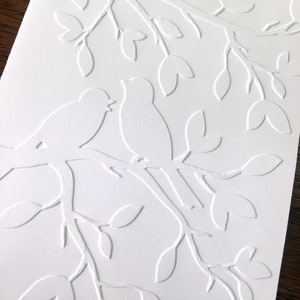 "Geprägte Vögel auf Zweigkarten, ""Geprägte Liebesvögel, Hochzeit Dankeschön, leere Grußkarten, ""Vogel Briefpapier"", Naturkarten, Waldkarten."