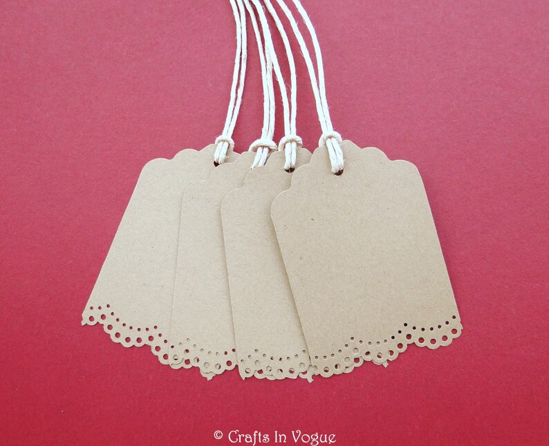 10 Doily Lace Border Gift Tags: Rustic Wedding, Vintage Lace, Party Favor, Baby Shower image 2