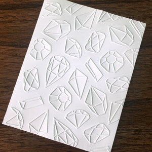 Kaarten met reliëfedelstenen, kaarten met reliëfdiamanten, kostbare edelstenen, glans helder als een diamant Kaarten, briefpapier met edelstenen, blanco notitiekaarten met reliëf