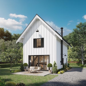 893 SF 2 Bedroom 2 Bath Modern Farmhouse Plan - PDFs & CAD Files