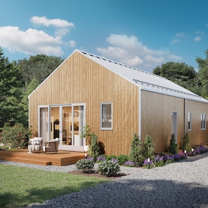 967 SF ( 90 m2 ) 3 Bedroom 2 Bath Minimalist House Plan - PDFs & CAD Files