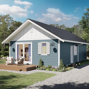 900 SF 3 Bedroom 1 Bath Small House Plan - PDFs & CAD Files