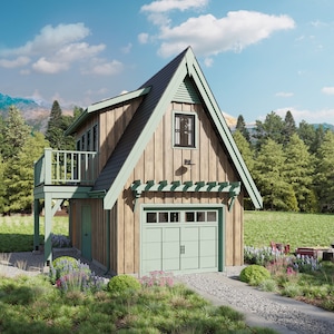 393 SF 1 Bedroom Garage Apartment Plan - PDFs & CAD Files