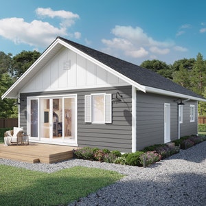 967 SF ( 90m2 ) 3 Bedroom 2 Bath Small House Plan - PDFs & CAD Files