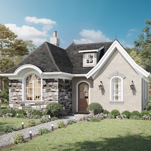 899 SF 1 Bedroom 1 Bath European Cottage House Plan - PDFs & CAD Files