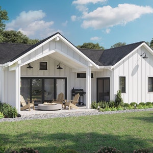 1043 SF 2 Bedroom 1 Bath Modern Farmhouse Plan - PDFs & CAD Files