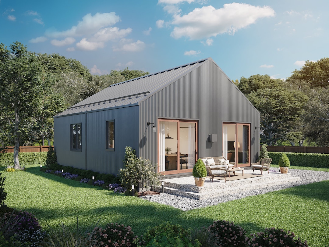 896 SF 2 Bedroom 2 Bath Modern Black Cabin Plan - Pdfs & CAD Files - Etsy
