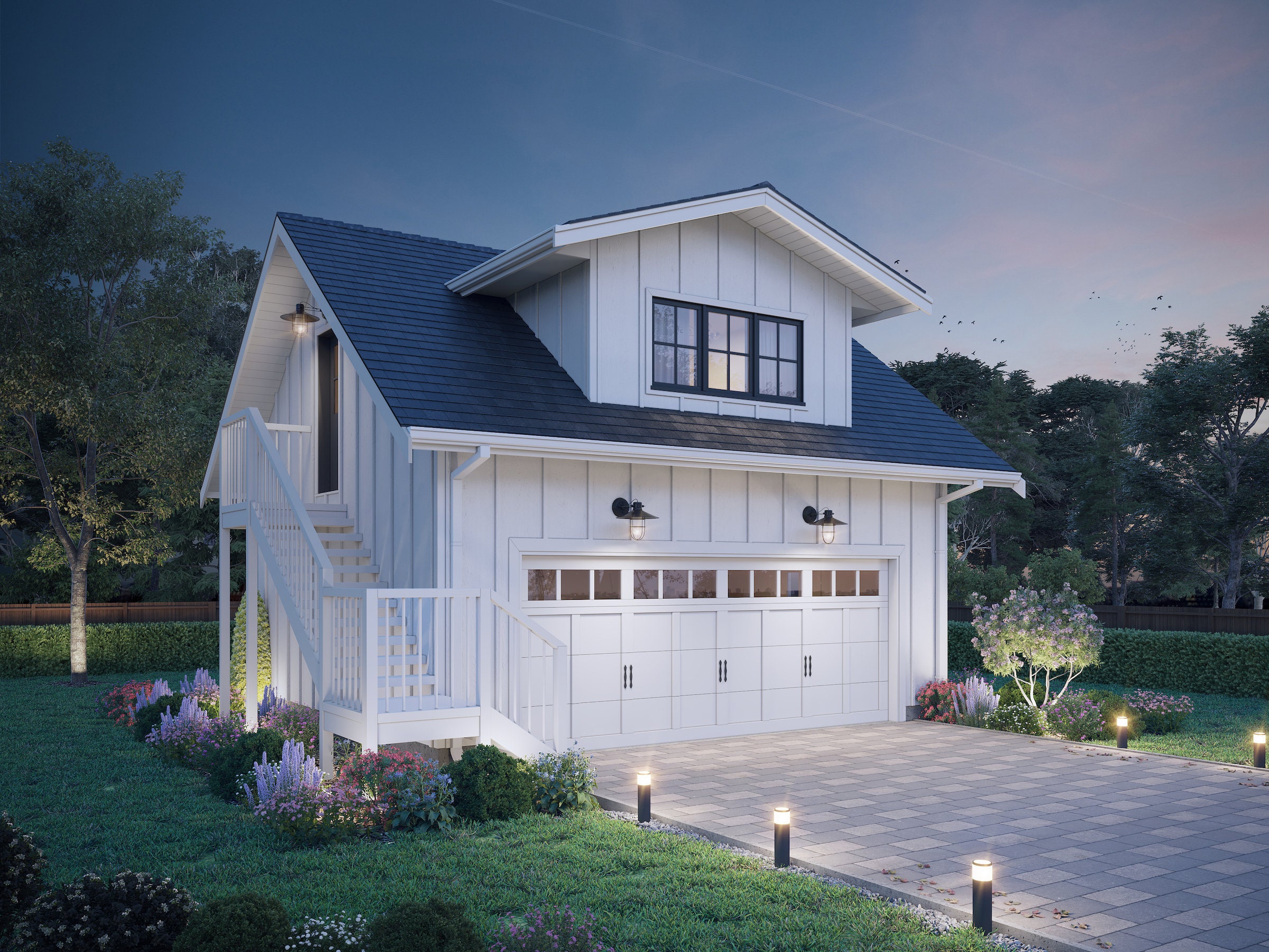 394 SF 1 Bedroom Modern Farmhouse Garage Apartment Plan - Pdfs & CAD ...