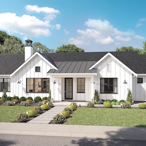 1626 SF 3 Bedroom 2.5 Bath Modern Farmhouse Plan - PDFs & CAD Files