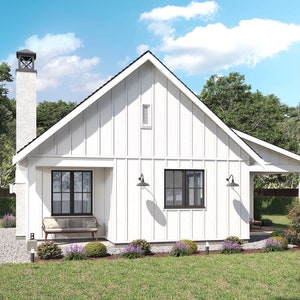 1233 SF 3 Bedroom 2 Bath Modern Farmhouse Plan - PDFs & CAD Files