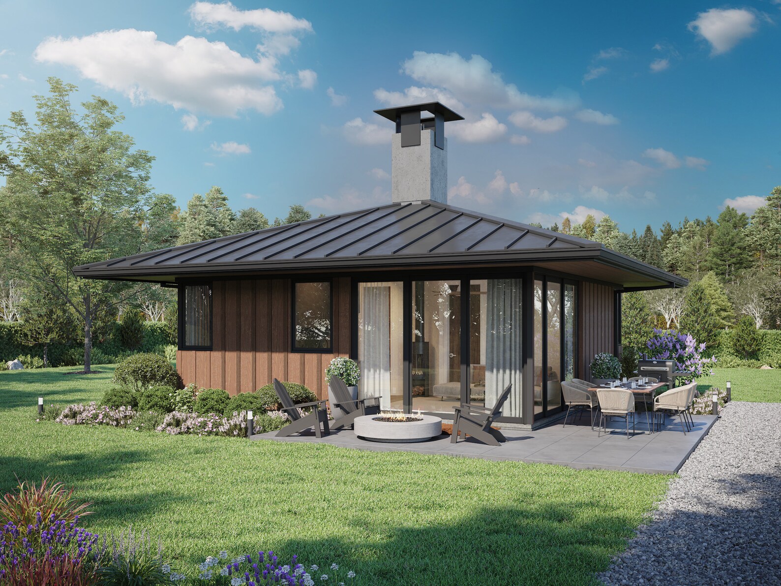 576 SF 2 Bedroom 1 Bath Tiny Contemporary House Plan - Pdfs & CAD Files ...