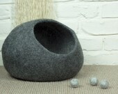 Grey Felted Wool Cat Cave Grey Cat Bed Felt Pet Bed Wool Cat Pod Cosy Cat Cocoon Cat Den Cat House Kitty Cave