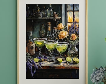 Midnight Margaritas Poster: Practical Magic Kitchen, Witchy Halloween Decor (Digital Download)