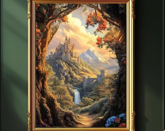 Castlecore TOG Inspired Terrasen Castle Art | Digital Download | Fantasy Wall Decor, Whimsigoth Bookish Printable Castlecore Art
