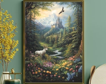 Enchanted Forest Art | Mystical Bookish Castlecore Wall Print | Fantasy Nature Decor Inspired by Throne of Glass's Terrasen