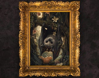Whimsigoth Halloween Bat Print: Moody Gothic Wall Art (Digital Download)