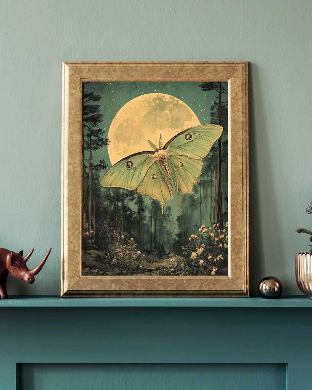 Luna Moth Printable Wall Art, Dark Moody Forest Insect Decor ...