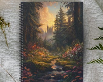 Whimsigoth Dark Academia Notebook | Moody Floral Fantasy Journal | Gothic Castlecore Botanical Forest Stationery | Witchy Writing